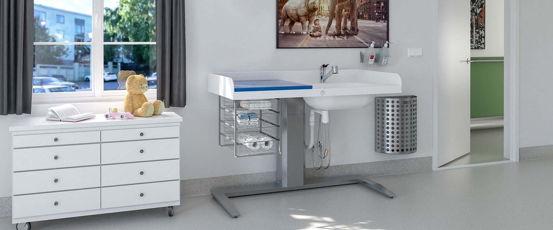 Height Adjustable Changing Table Granberg Care 343 - Bathtub